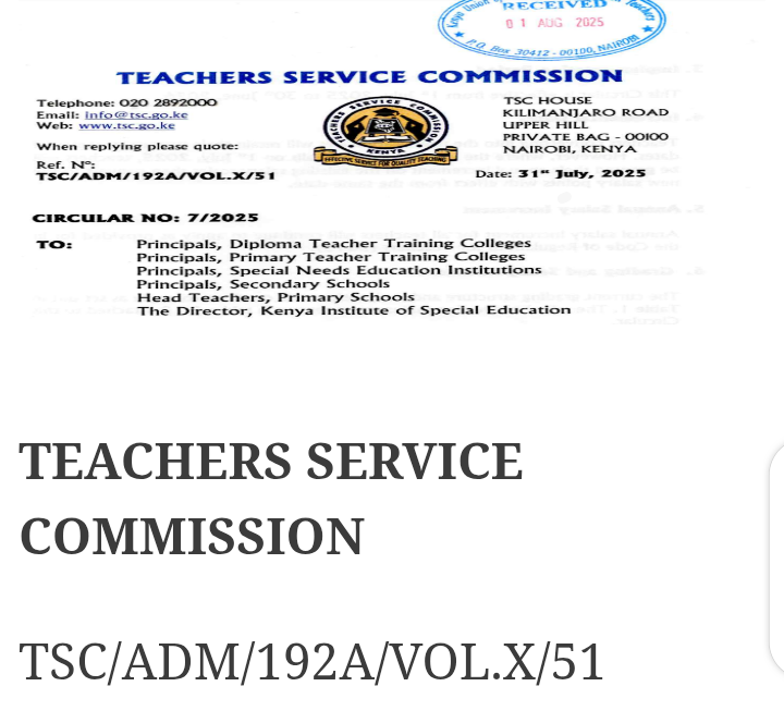 TSC Salary Circular updates